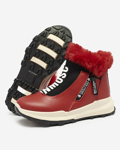 Royalfashion Czerwone damskie ocieplane botki z futerkiem Scherr