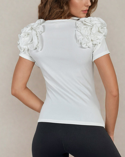 Royalfashion Prilegajoča se ženska rebrasta bluza