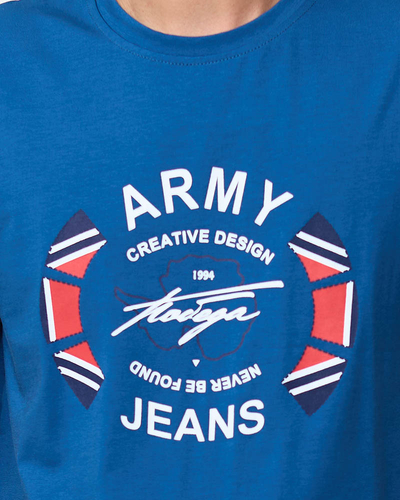 Royalfashion Niebieski męski t-shirt z nadrukiem