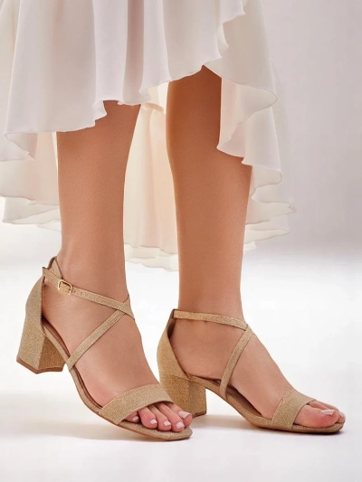 Ženski sandali Royalfashion Aurelia iz blaga z zlato peto 41