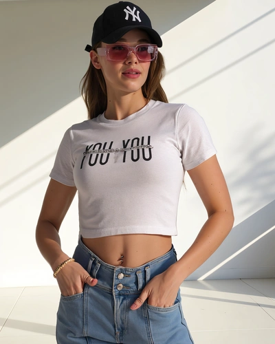 Royalfashion Ženski bombažni crop top z napisom