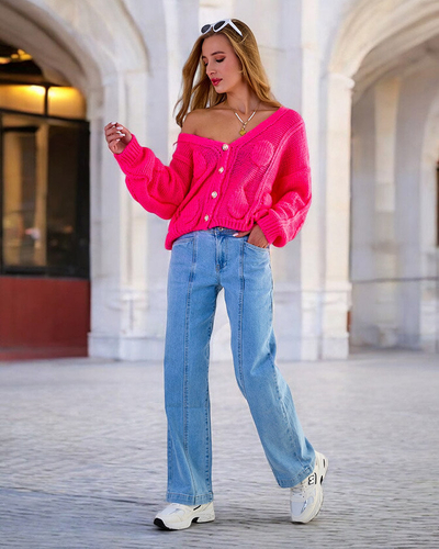 Royalfashion Ženski pleteni pulover z gumbi