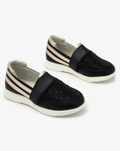 Royalfashion Czarne dziecięce tenisówki slip - on Ciarala