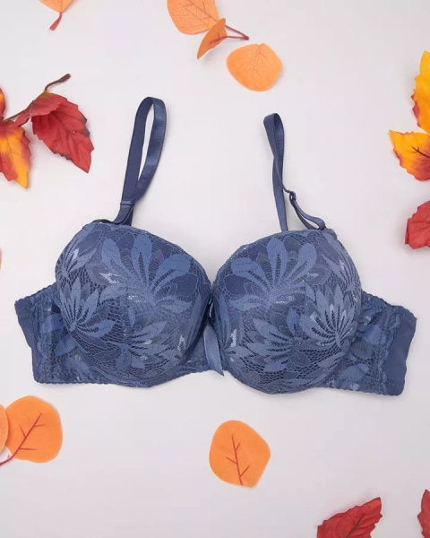 Royalfashion Ženski modrček s čipko v modri barvi