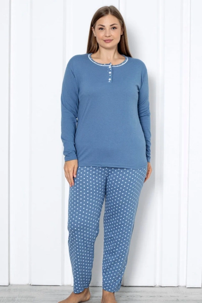 Royalfashion Ženske bombažne pižame v dveh delih s pikami PLUS SIZE