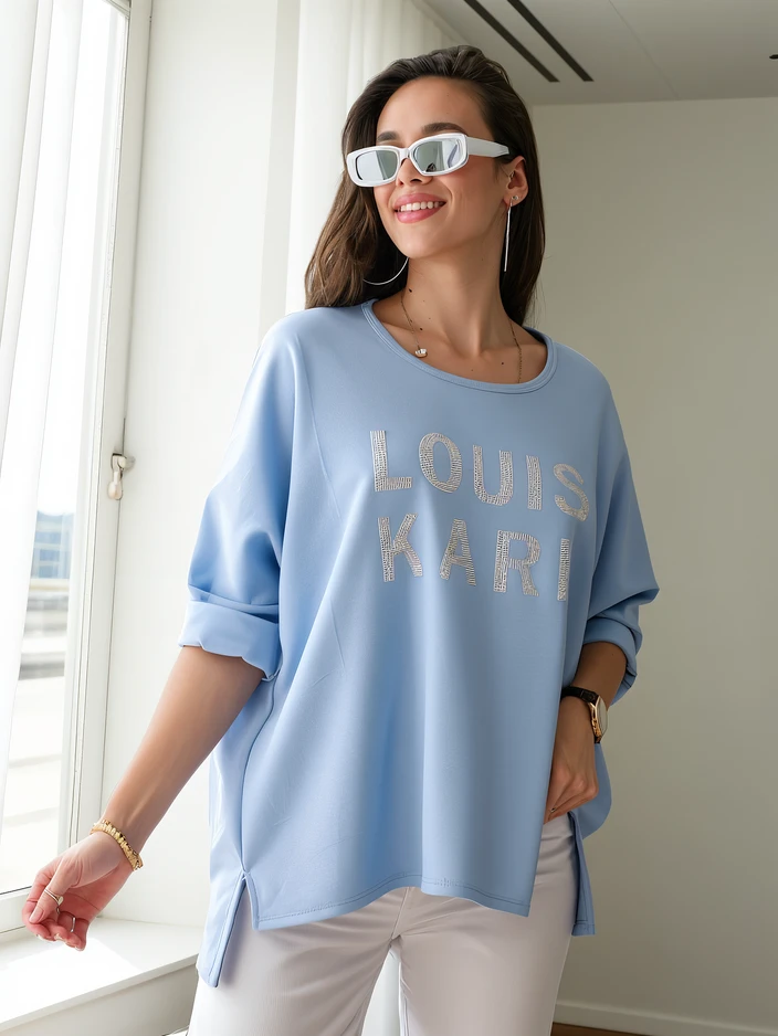 Royalfashion ženska viskozna bluza z aplikacijami iz rhinestones