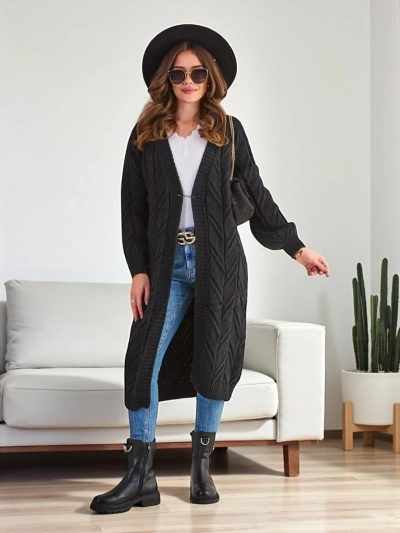 Royalfashion Ženski pleteni pončo džemper