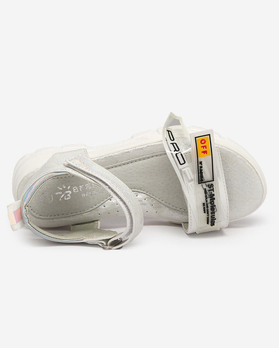 Royalfashion Srebrne błyszczące sandałki dziewczęce Lorij