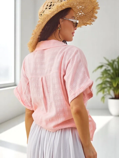 Royalfashion Ženska bombažna srajca z embalažo in kratkimi rokavi