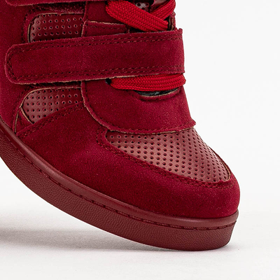Royalfashion Sneakersy dziewczęce bordowe na krytym koturnie Janomi