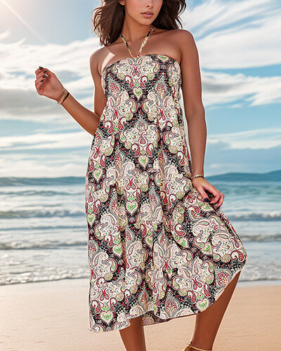 Royalfashion Ženska midi obleka s potiskom