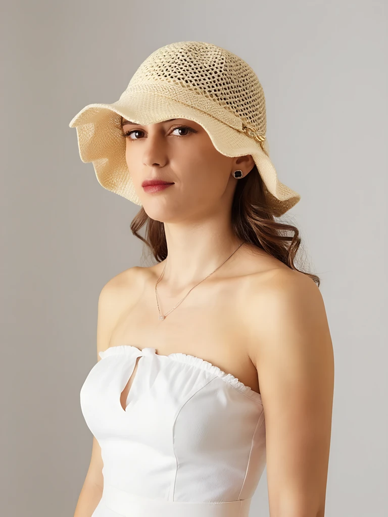 Royalfashion Ženski klobuk z valovitim robom Wave Breeze