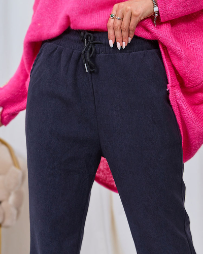 Royalfashion Mornarsko modre ženske hlače iz manšete