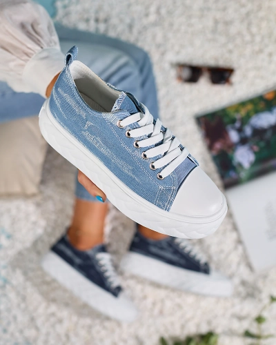 Royalfashion Niebieskie damskie jeansowe trampki z przetarciami Nerolera