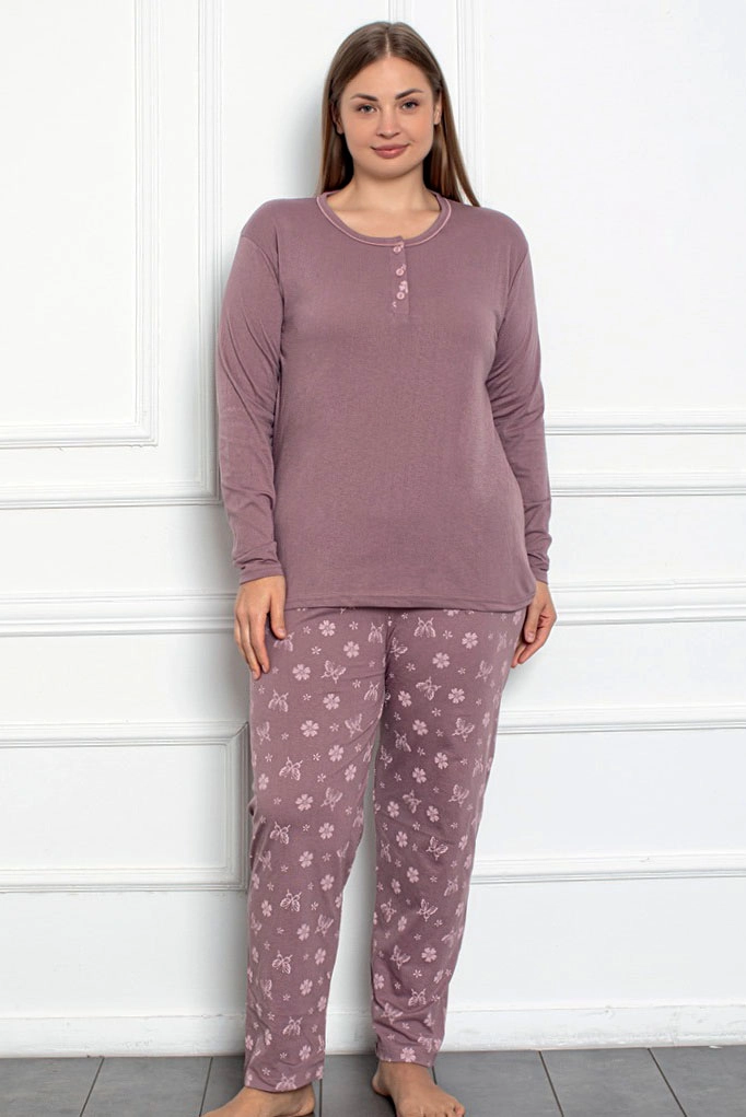 Royalfashion Ženski bombažni 2-delni pajac metulj PLUS SIZE