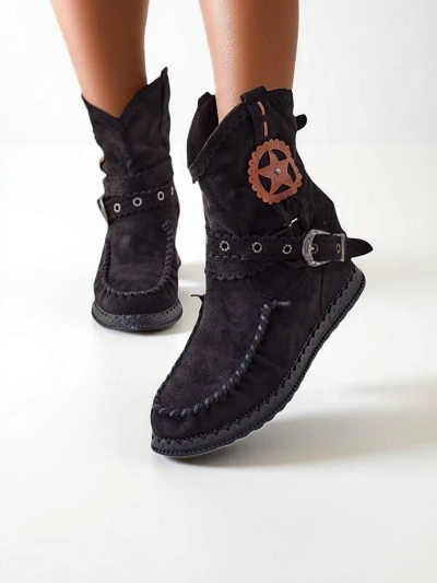 Royalfashion Ženske gležnjarje na nizki wedge Indianas