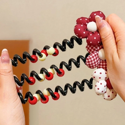 Royalfashion Spiralna elastika za lase z majhnim cvetom Blossom Coil