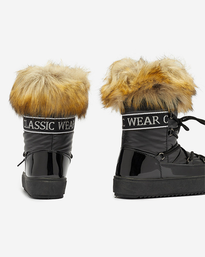 Royalfashion Damskie lakierowane buty a'la śniegowce w czarnym kolorze Fursav