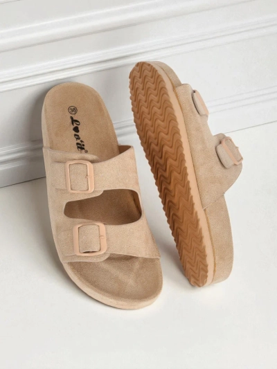 Royalfashion Ženski natikači iz eko semiša z zaponkami Bella Duo