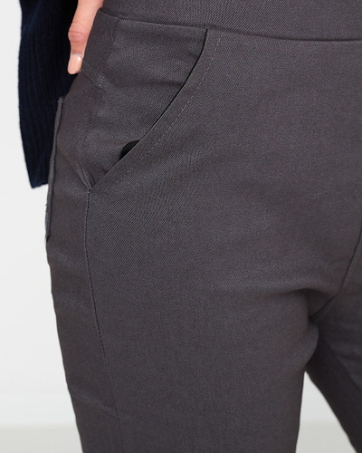 Royalfashion Ciemnoszare damskie ocieplane spodnie typu tregginsy PLUS SIZE