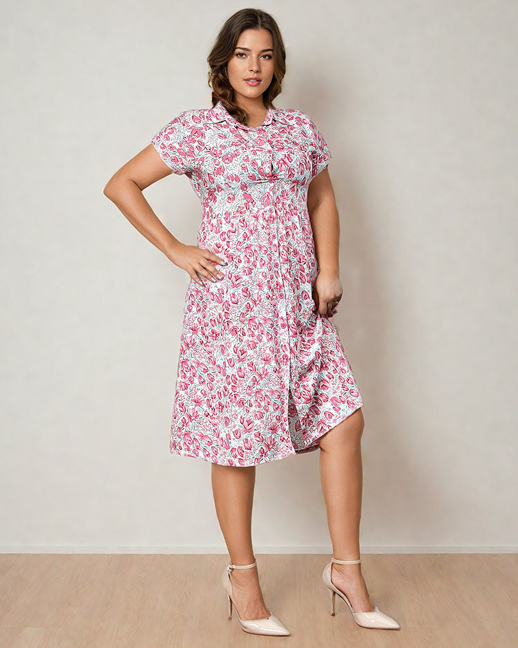 Royalfashion Ženska cvetlična midi obleka