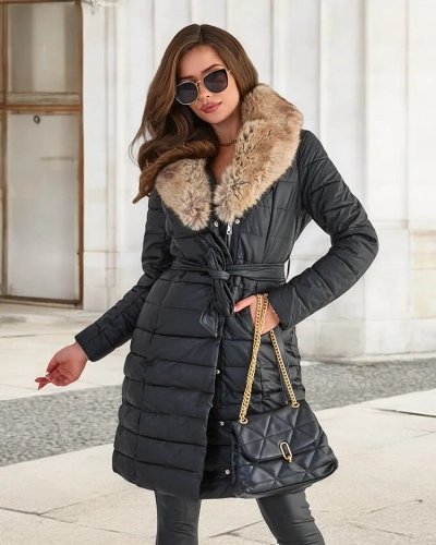 Royalfashion Czarna kurtka zimowa damska