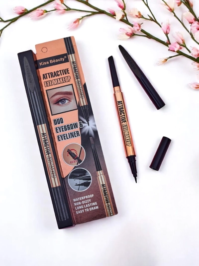 Svinčnik za obrvi in eyeliner v enem Mehka rjava