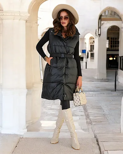 Royalfashion Dolg ženski telovnik a'la leather