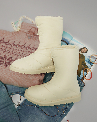 Royalfashion Beżowe damskie buty a'la śniegowce Tirigga