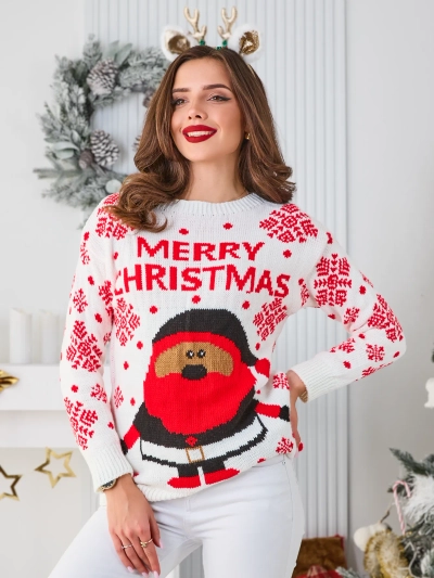 Royalfashion Ženski božični pulover z Božičkom