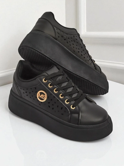 Aurelia Nero - Črna platforma Royalfashion iz eko usnja, model LH201-8