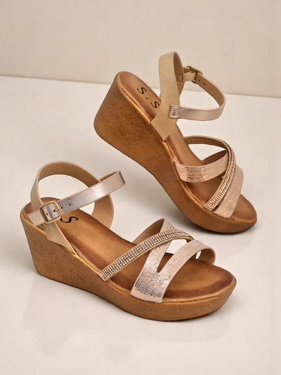 Royalfashion Ženski wedges sandali z diamantki in bleščicami Eclat