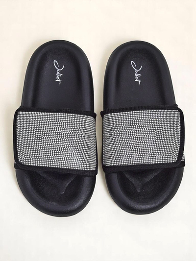 Royalfashion Papuci de damă cu talpă plată Sparkle Step