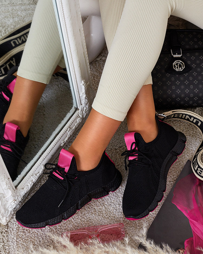 Czarno - fuksjowe sportowe buty damskie Bommgi - Obuwie