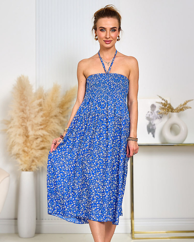 Royalfashion Ženska obleka s potiskom do kolen