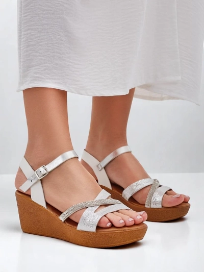 Royalfashion Ženske wedge sandale z diamanti in bleščicami Eclat