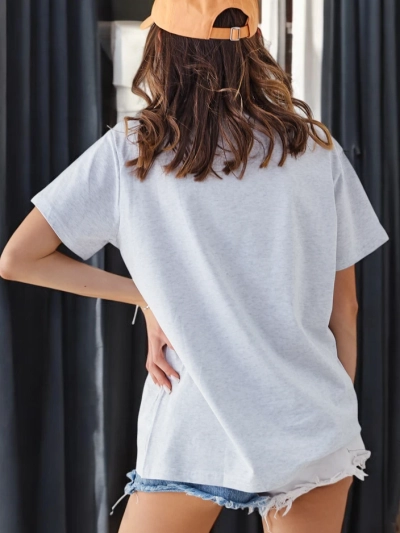 Royalfashion Ženska bombažna casual majica z V-izrezom