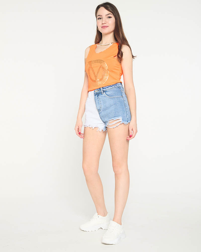 Royalfashion Pomarańczowy top z printem