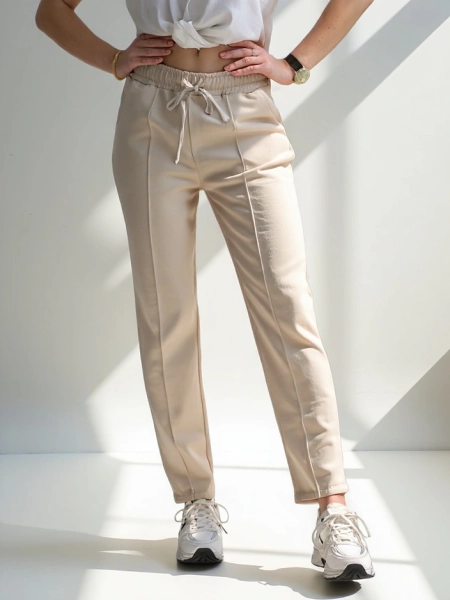 Royalfashion Ravne hlače za ženske iz viskoze