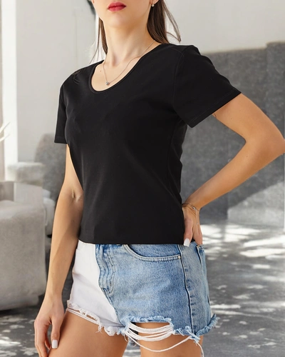 Royalfashion Ženska bombažna majica s čipko na hrbtu