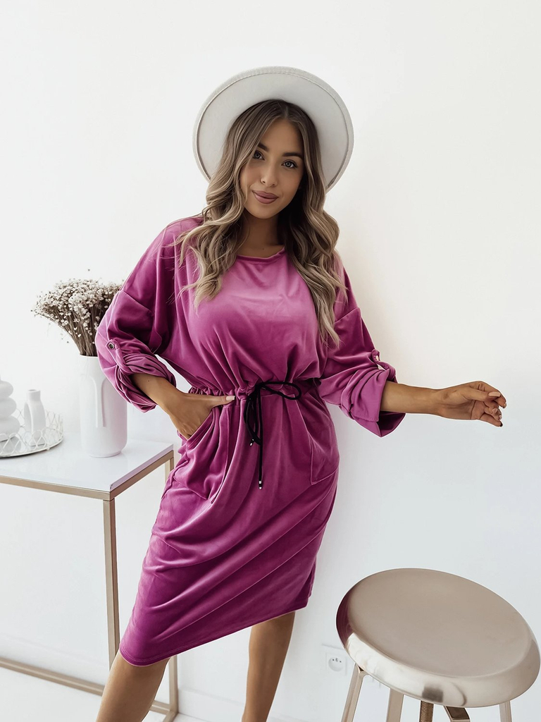 Royalfashion Ženska midi obleka v barvi fuksije