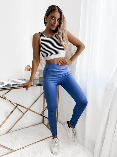 Royalfashion Legginsy damskie w kolorze niebieskim PLUS SIZE