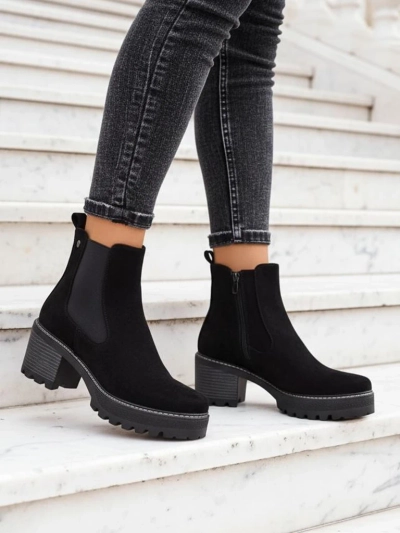 Royalfashion Eco-suede ženske gležnjače na potpetici Segori