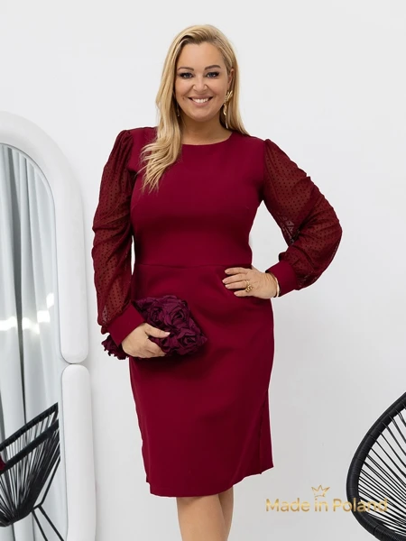 Elegantna ženska mini obleka z rokavi iz tila Evilla