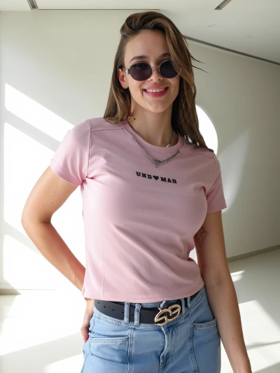 Royalfashion Ženski bombažni crop top z napisom
