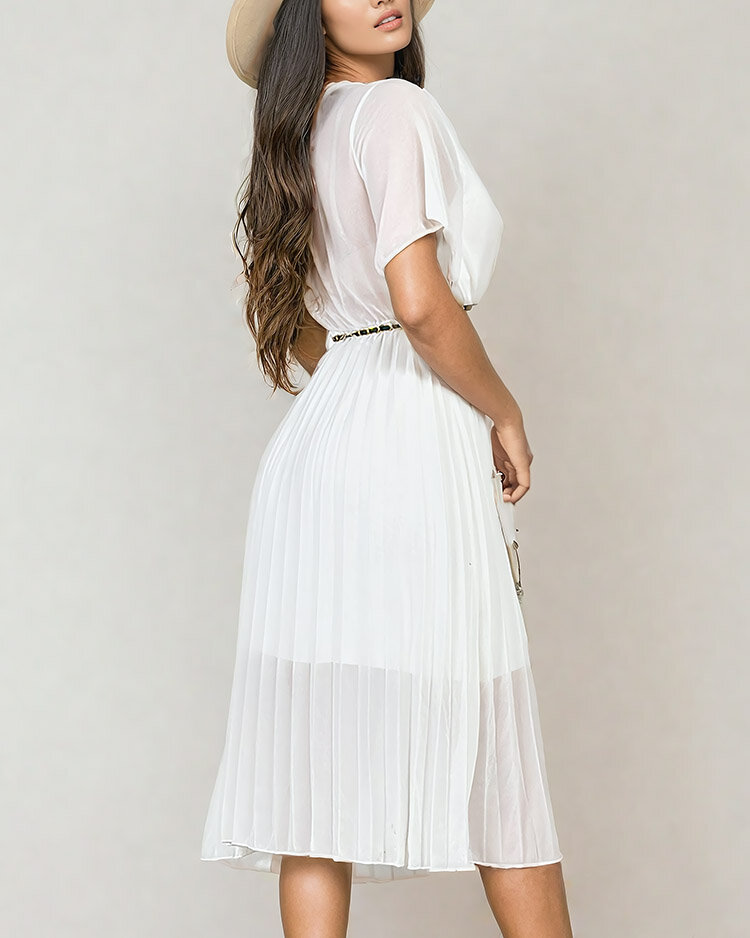 Royalfashion Ženska plisirana midi obleka