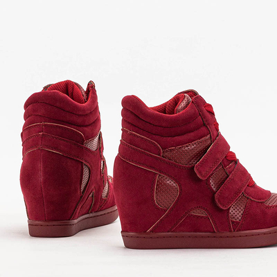 Royalfashion Sneakersy dziewczęce bordowe na krytym koturnie Janomi