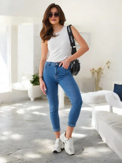 Royalfashion Ženske bombažne oprijete jeans hlače