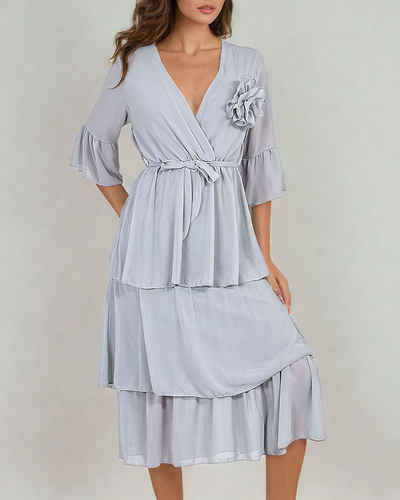 Royalfashion Ženska midi obleka z volančki