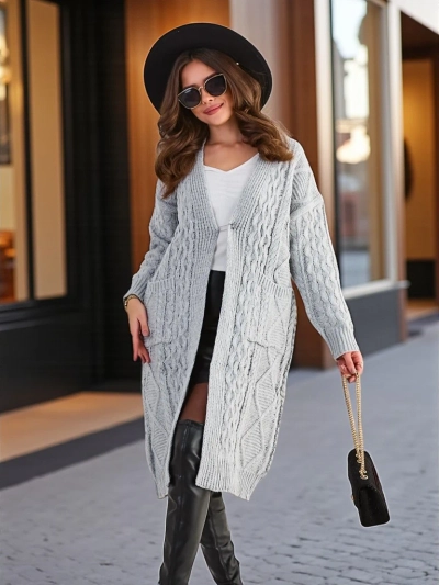 Royalfashion Ženski pleteni poncho džemper